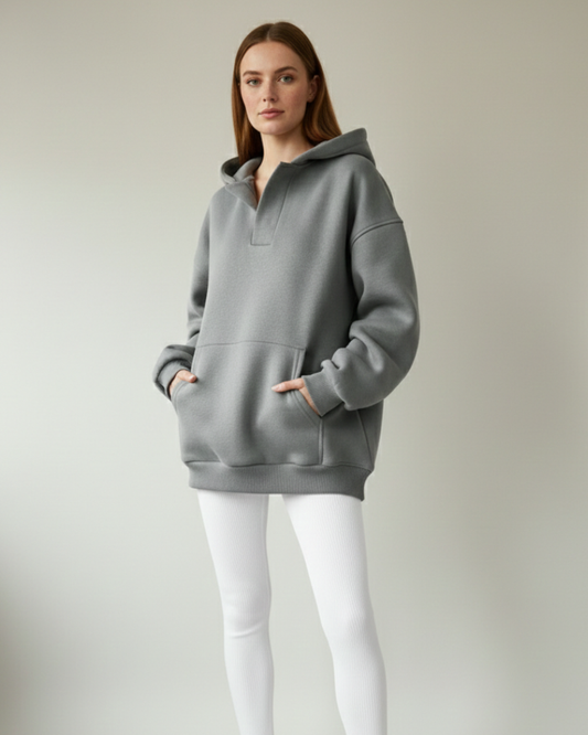 Gianna | Women's Fleece V-Neck Oversized Hoodie for Yoga Class