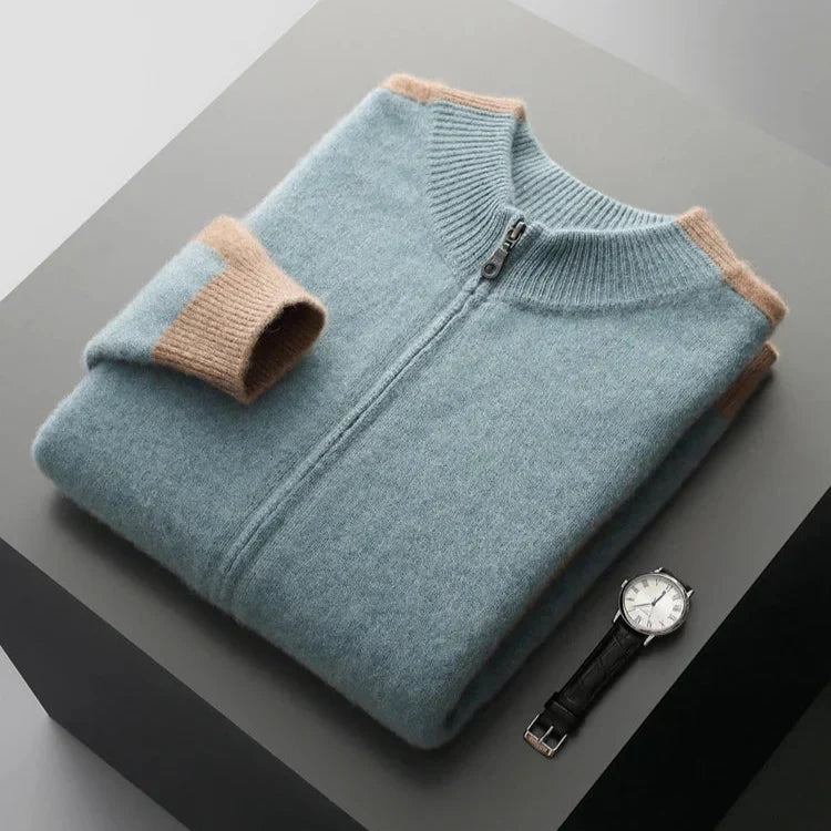 Portofino | Men's Cashmere Zip Cardigan with Contrast Trim for Gala