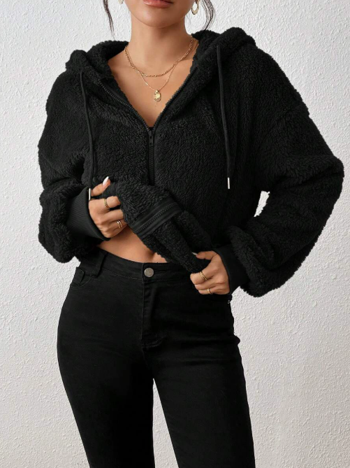 Adelyn | Women's Plush Fleece Zip-Up Hoodie Jacket for Bonfire Night