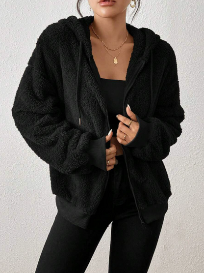 Adelyn | Women's Plush Fleece Zip-Up Hoodie Jacket for Bonfire Night