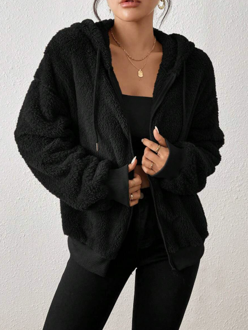 Adelyn | Women's Plush Fleece Zip-Up Hoodie Jacket for Bonfire Night