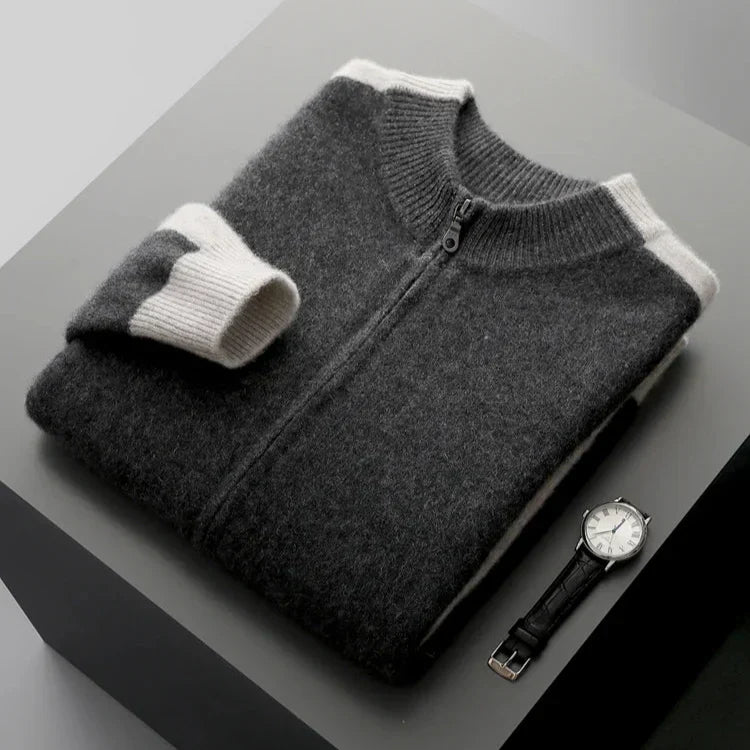 Portofino | Men's Cashmere Zip Cardigan with Contrast Trim for Gala