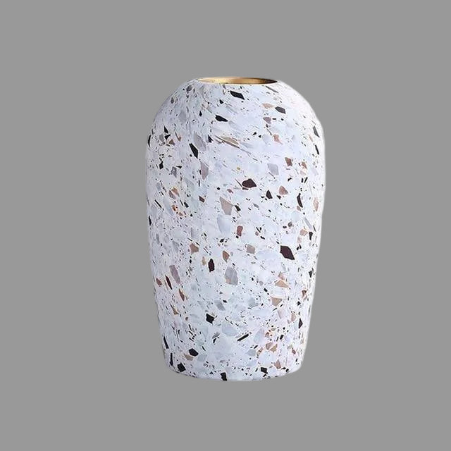 Hvid Terrazzo Vase | Keramisk Bordvase Moderne Design