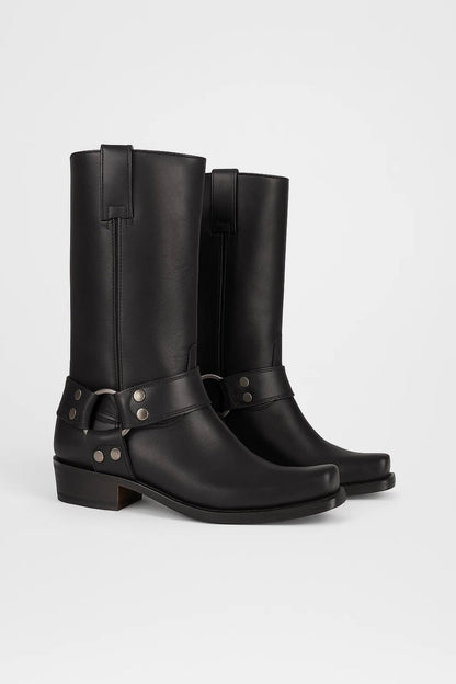 Roxanne | Women's Over-the-Knee Boots Studded Harness Biker