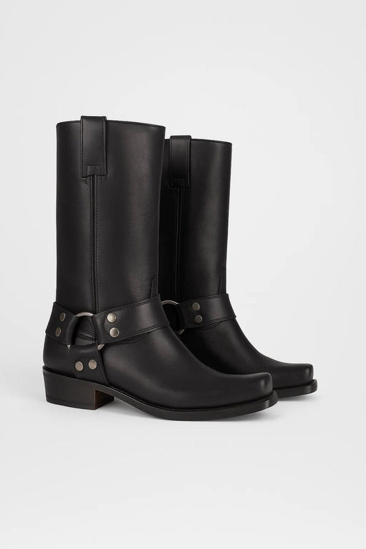 Roxanne | Women's Over-the-Knee Boots Studded Harness Biker