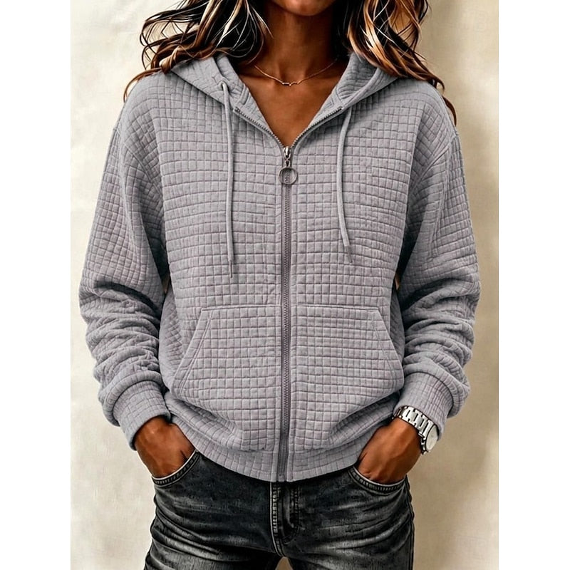 Colleen | Women's Textured Zip-Up Hoodie Everyday Comfort