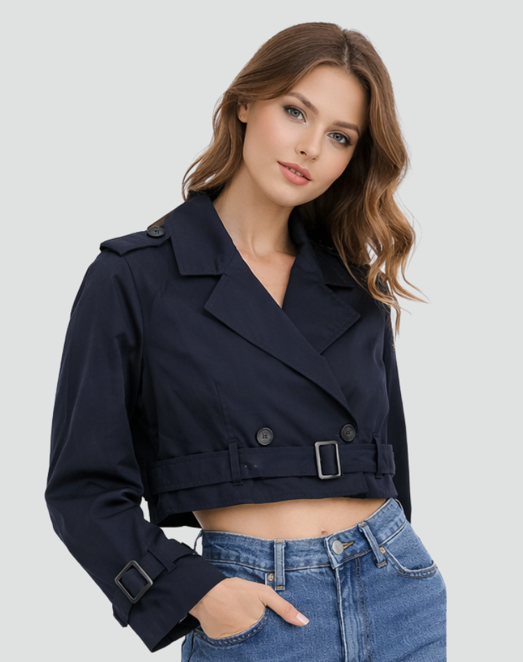 Margot | Women's Tailored Cropped Trench Coat with Belt for Homecoming