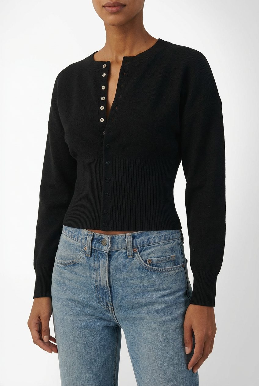 Daphne | Women's Cropped Cardigan Button-Front Knit