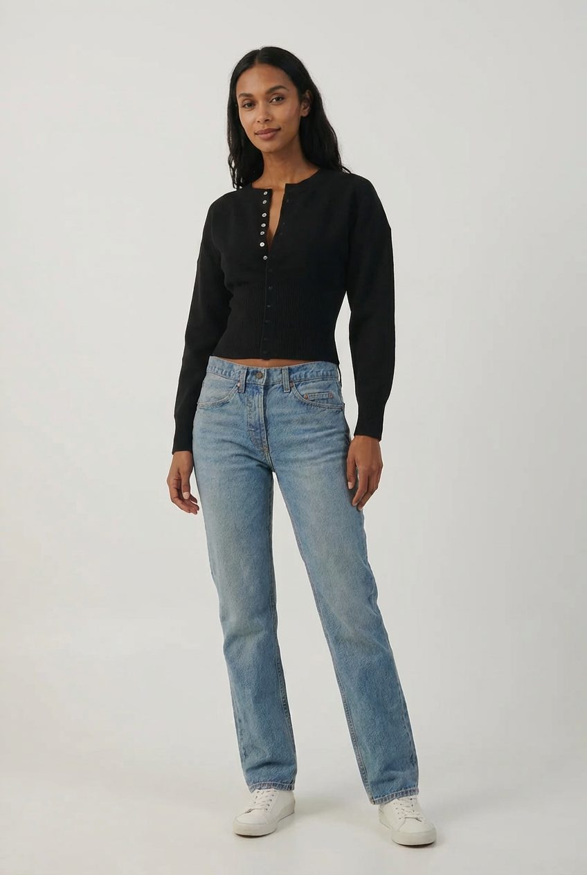 Daphne | Women's Cropped Cardigan Button-Front Knit
