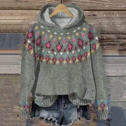 Amaya | Women's Knit Fair Isle Oversized Hoodie Sweater for Thanksgiving