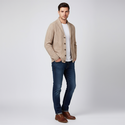 Mason | Men's Wool Cardigan with Cable Knit for Homecoming