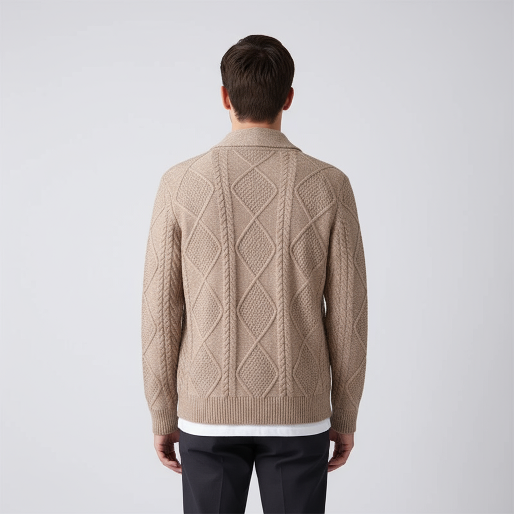 Mason | Men's Wool Cardigan with Cable Knit for Homecoming