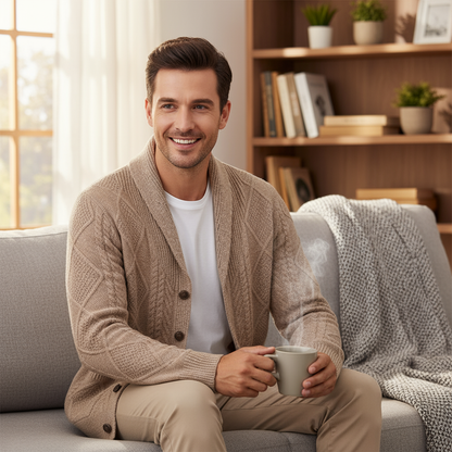 Mason | Men's Wool Cardigan with Cable Knit for Homecoming