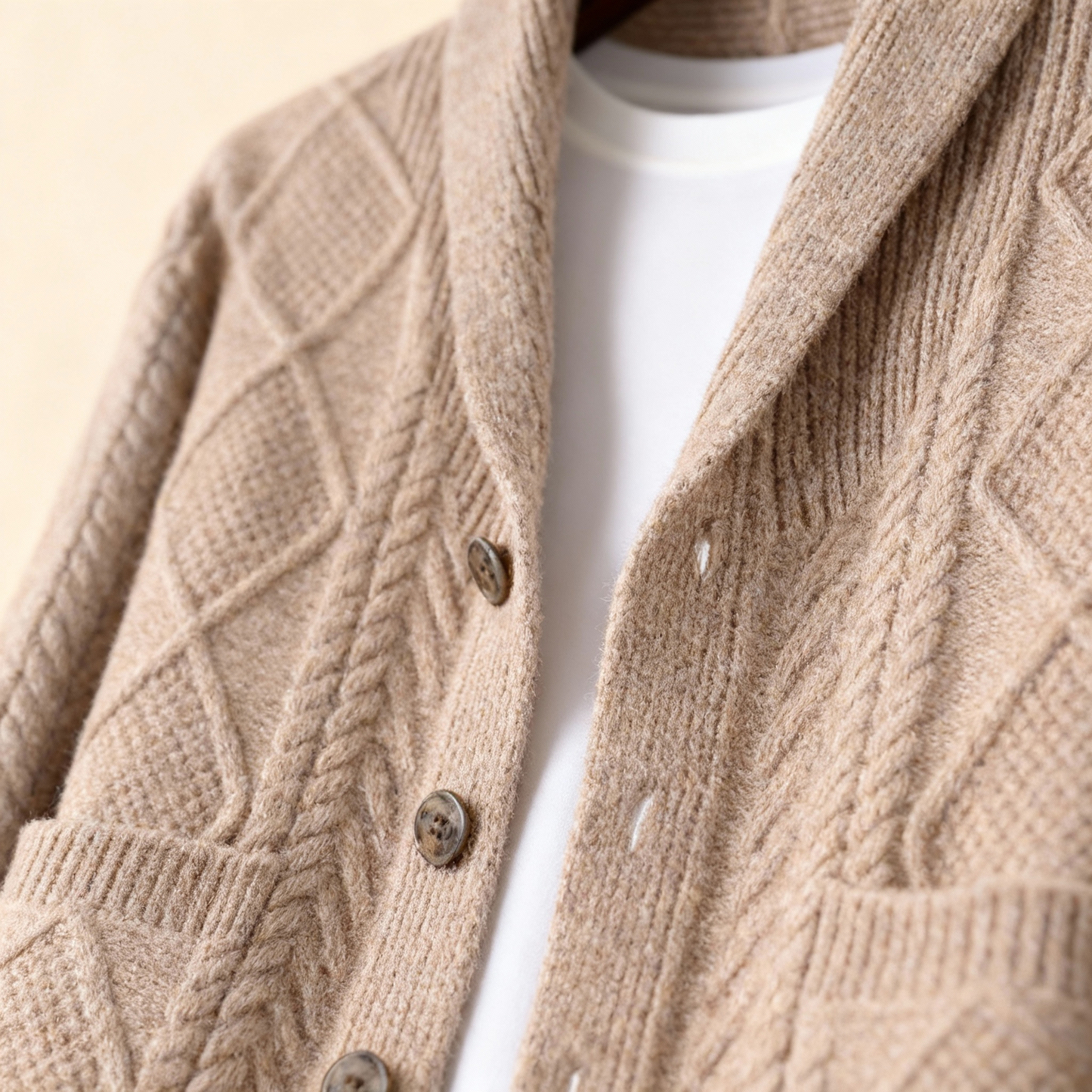 Mason | Men's Wool Cardigan with Cable Knit for Homecoming
