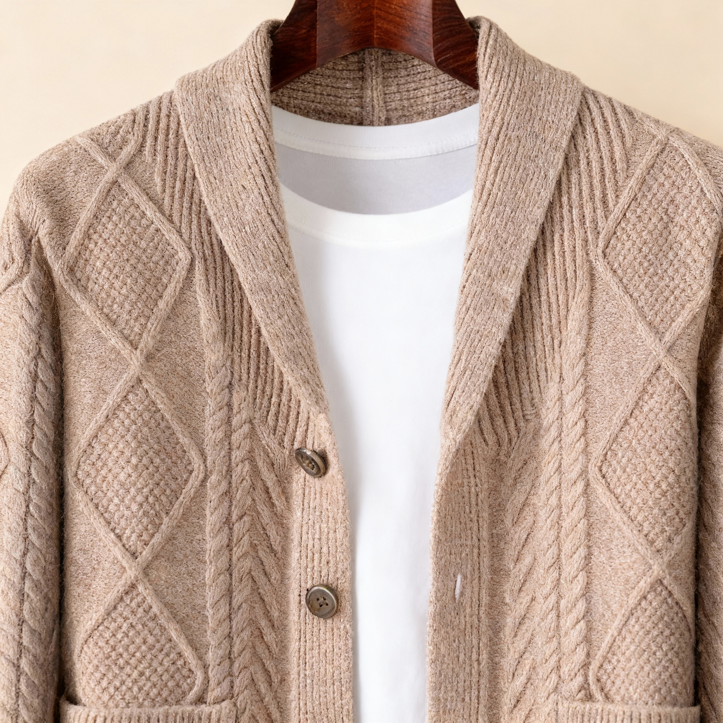Mason | Men's Wool Cardigan with Cable Knit for Homecoming