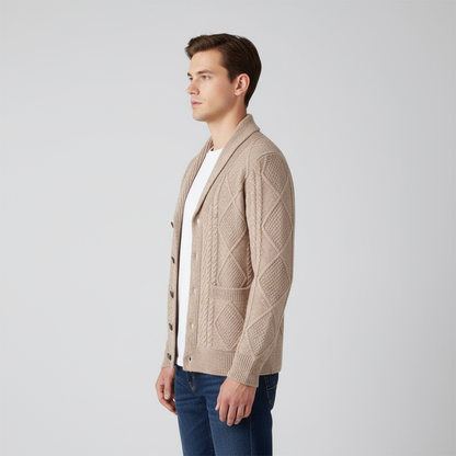 Mason | Men's Wool Cardigan with Cable Knit for Homecoming