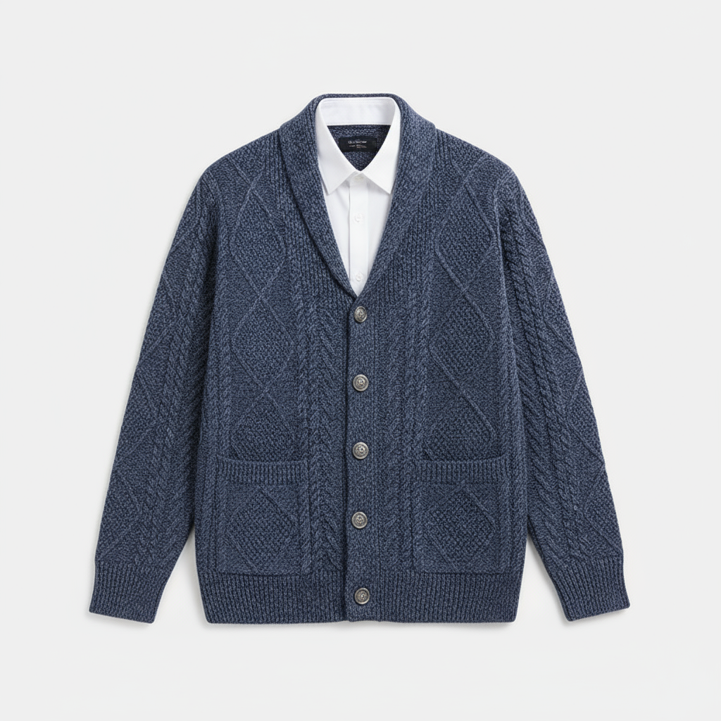 Mason | Men's Wool Cardigan with Cable Knit for Homecoming