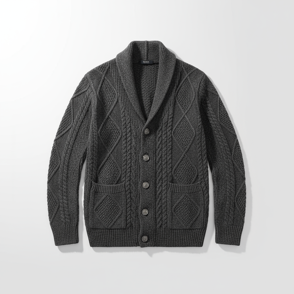 Mason | Men's Wool Cardigan with Cable Knit for Homecoming