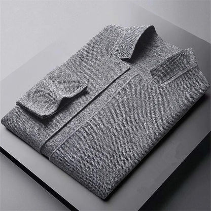 Aldous | Men's Wool Cardigan Collarless with Woven Knit for Conference