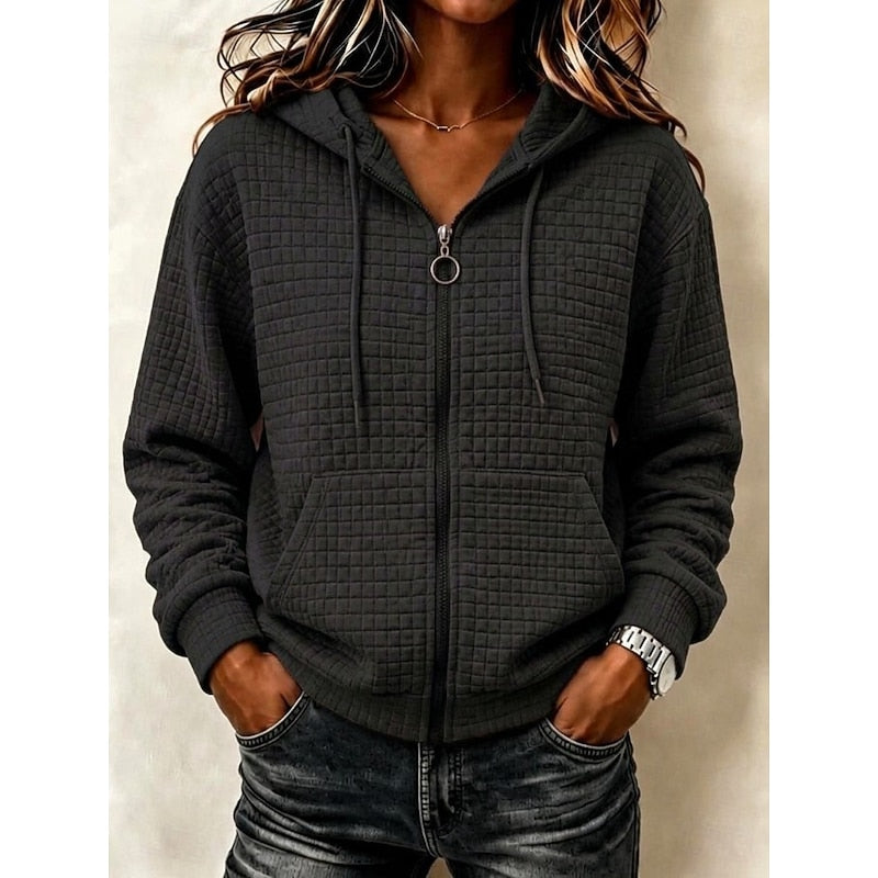 Colleen | Women's Textured Zip-Up Hoodie Everyday Comfort