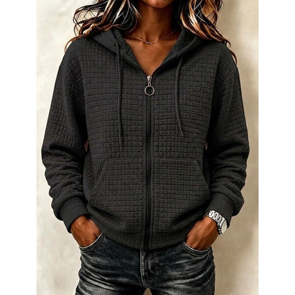 Colleen | Women's Textured Zip-Up Hoodie Everyday Comfort