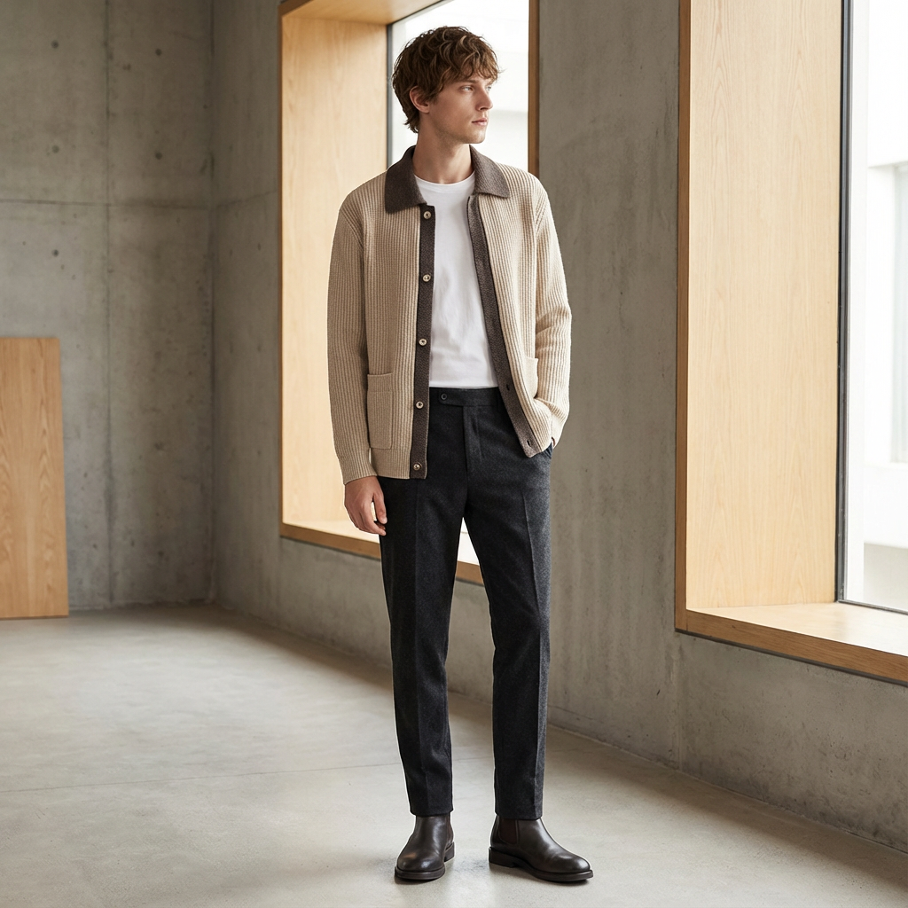 Kingsford | Men's Wool Cardigan Heavyweight with Collar for Thanksgiving