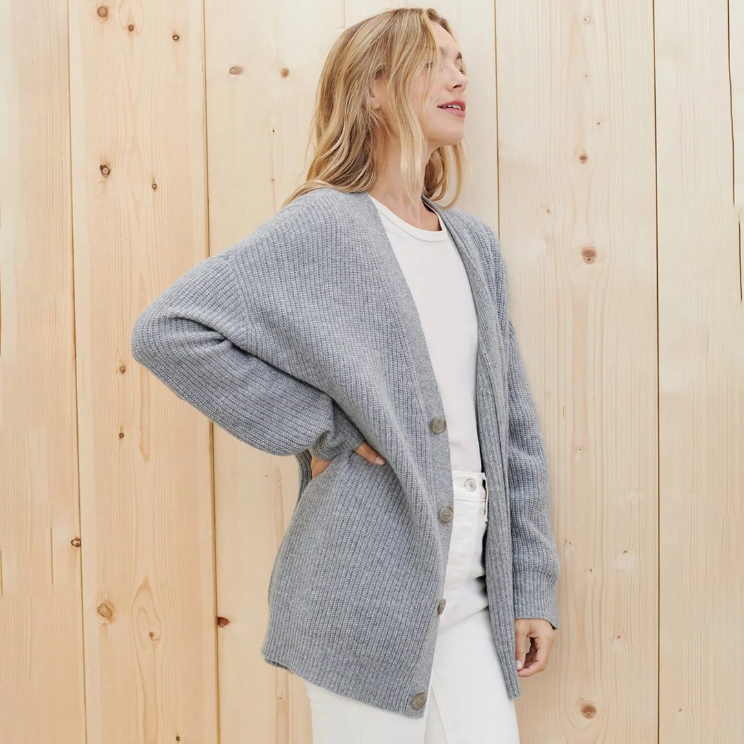 Genevieve | Women's Ribbed Knit Oversized Cardigan for Work from Home