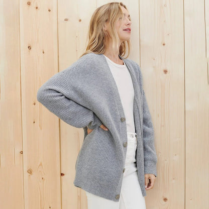 Genevieve | Women's Ribbed Knit Oversized Cardigan for Work from Home