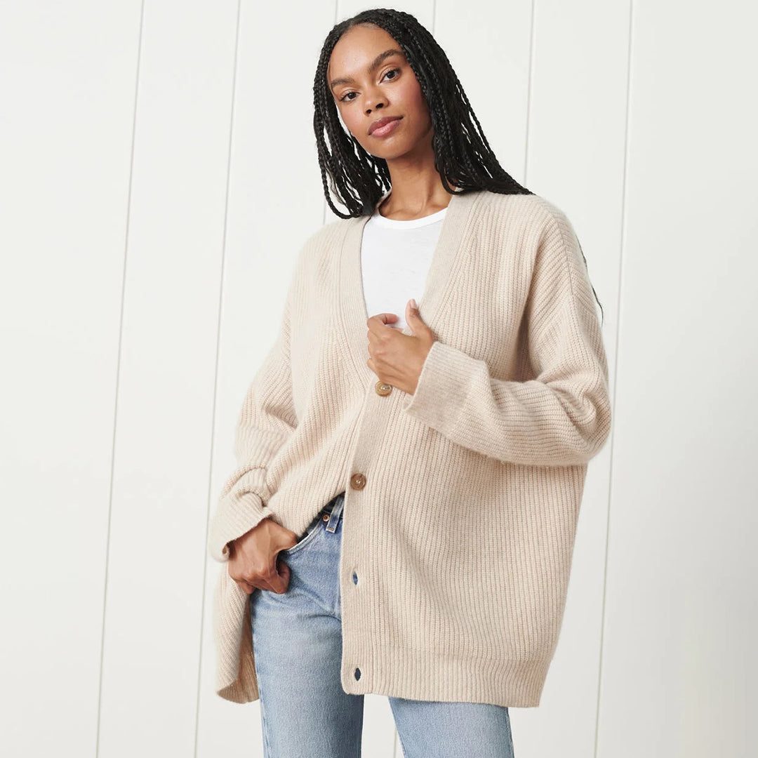 Genevieve | Women's Ribbed Knit Oversized Cardigan for Work from Home
