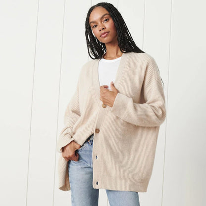 Genevieve | Women's Ribbed Knit Oversized Cardigan for Work from Home