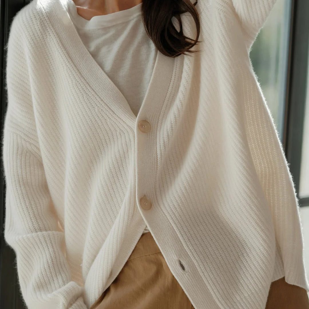 Genevieve | Women's Ribbed Knit Oversized Cardigan for Work from Home