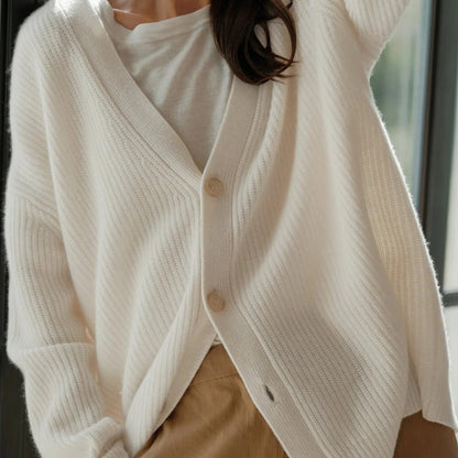 Genevieve | Women's Ribbed Knit Oversized Cardigan for Work from Home