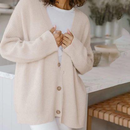 Genevieve | Women's Ribbed Knit Oversized Cardigan for Work from Home