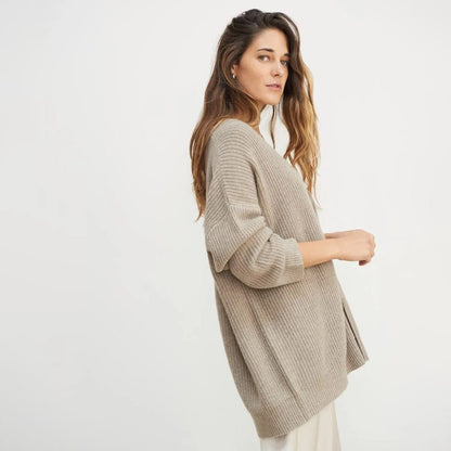 Genevieve | Women's Ribbed Knit Oversized Cardigan for Work from Home