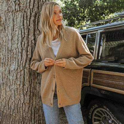 Genevieve | Women's Ribbed Knit Oversized Cardigan for Work from Home