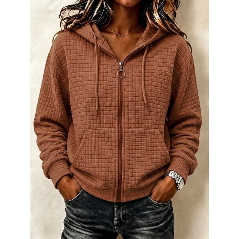 Colleen | Women's Textured Zip-Up Hoodie Everyday Comfort