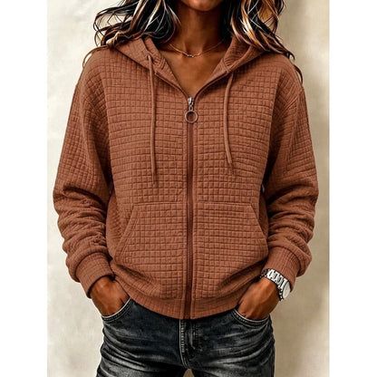 Colleen | Women's Textured Zip-Up Hoodie Everyday Comfort