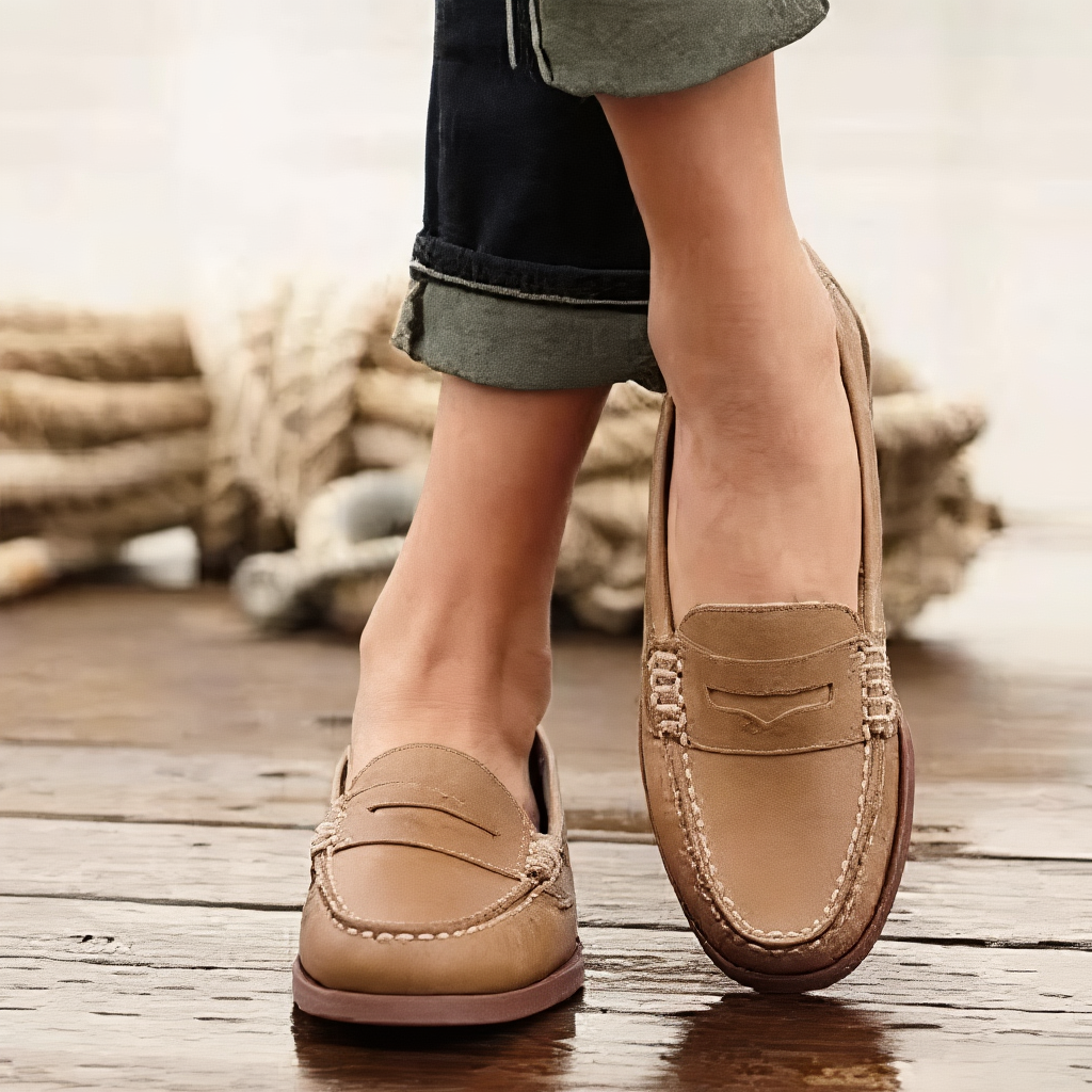 Noelle | Women's Leather Penny Loafers Slip-On for Brunch
