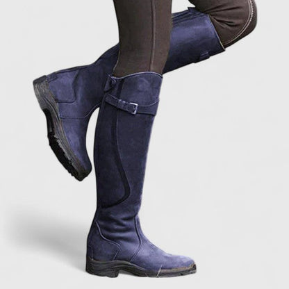 Octavia | Women's Leather Knee-High Boots Cushioned Buckle