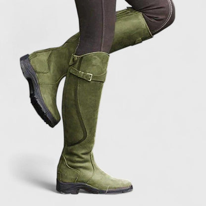 Octavia | Women's Leather Knee-High Boots Cushioned Buckle