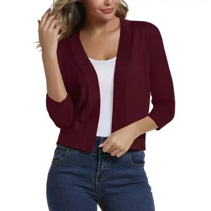 Isla | Women's Cropped Cardigan Open-Front Three-Quarter Sleeve