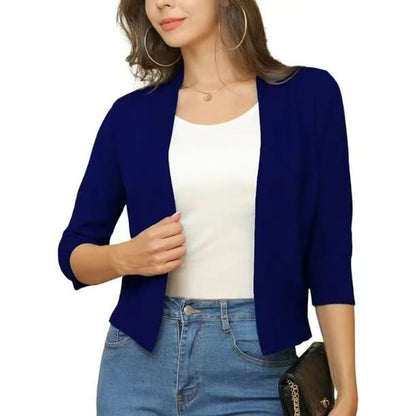 Isla | Women's Cropped Cardigan Open-Front Three-Quarter Sleeve